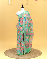 SC3627 - Linen Saree With Sparkling Stone And Embroidery All Over
